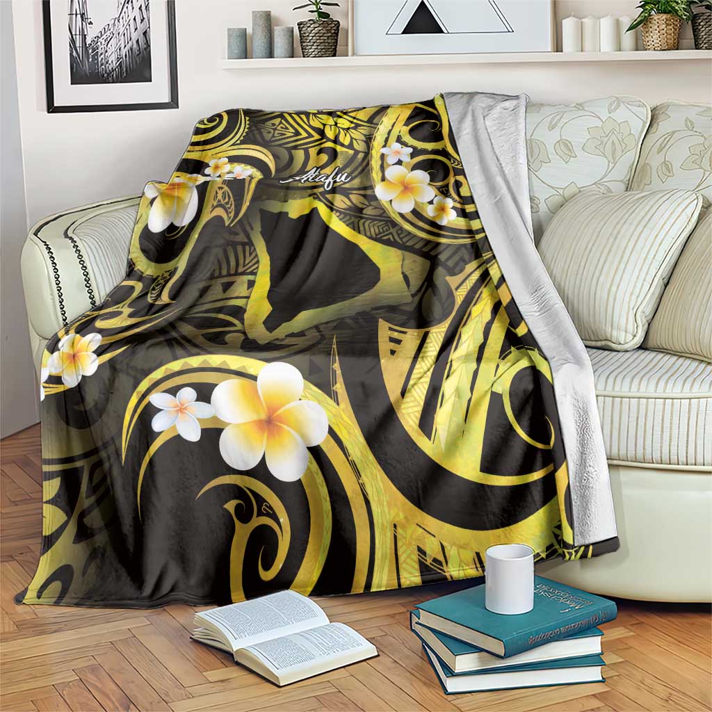 Tokelau Atafu Atoll Blanket Polynesian Tattoo Plumeria With Map LT14 Gold - Polynesian Pride