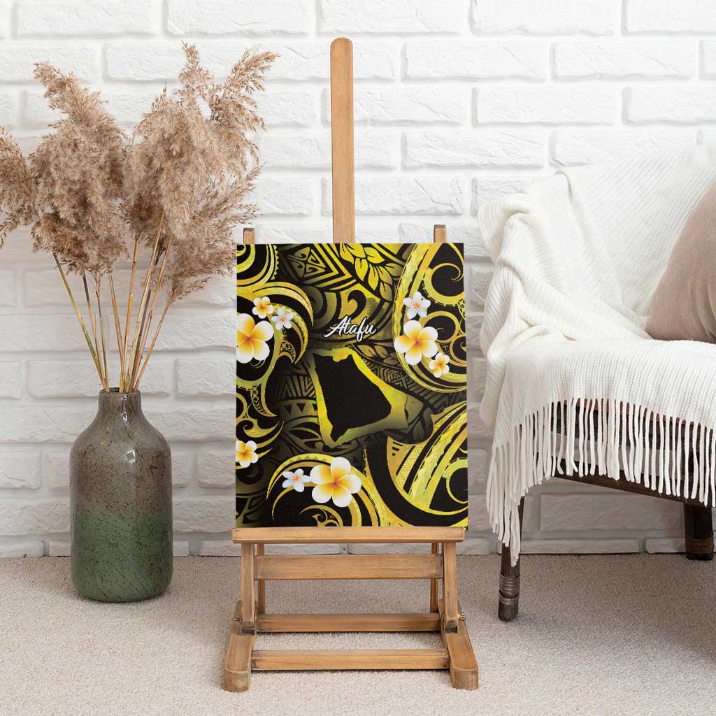 Tokelau Atafu Atoll Canvas Wall Art Polynesian Tattoo Plumeria With Map LT14 - Polynesian Pride