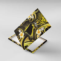 Tokelau Atafu Atoll Canvas Wall Art Polynesian Tattoo Plumeria With Map LT14 With Frame Gold - Polynesian Pride