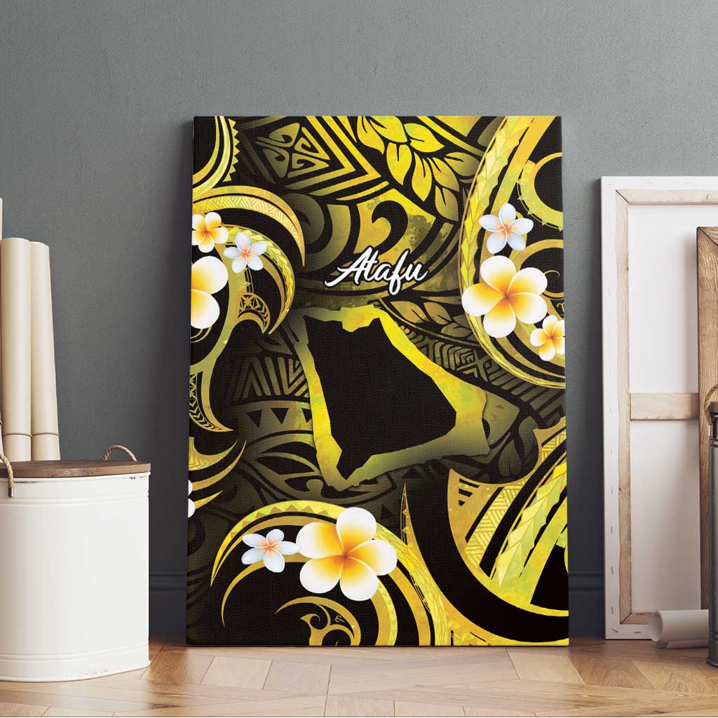 Tokelau Atafu Atoll Canvas Wall Art Polynesian Tattoo Plumeria With Map LT14 - Polynesian Pride
