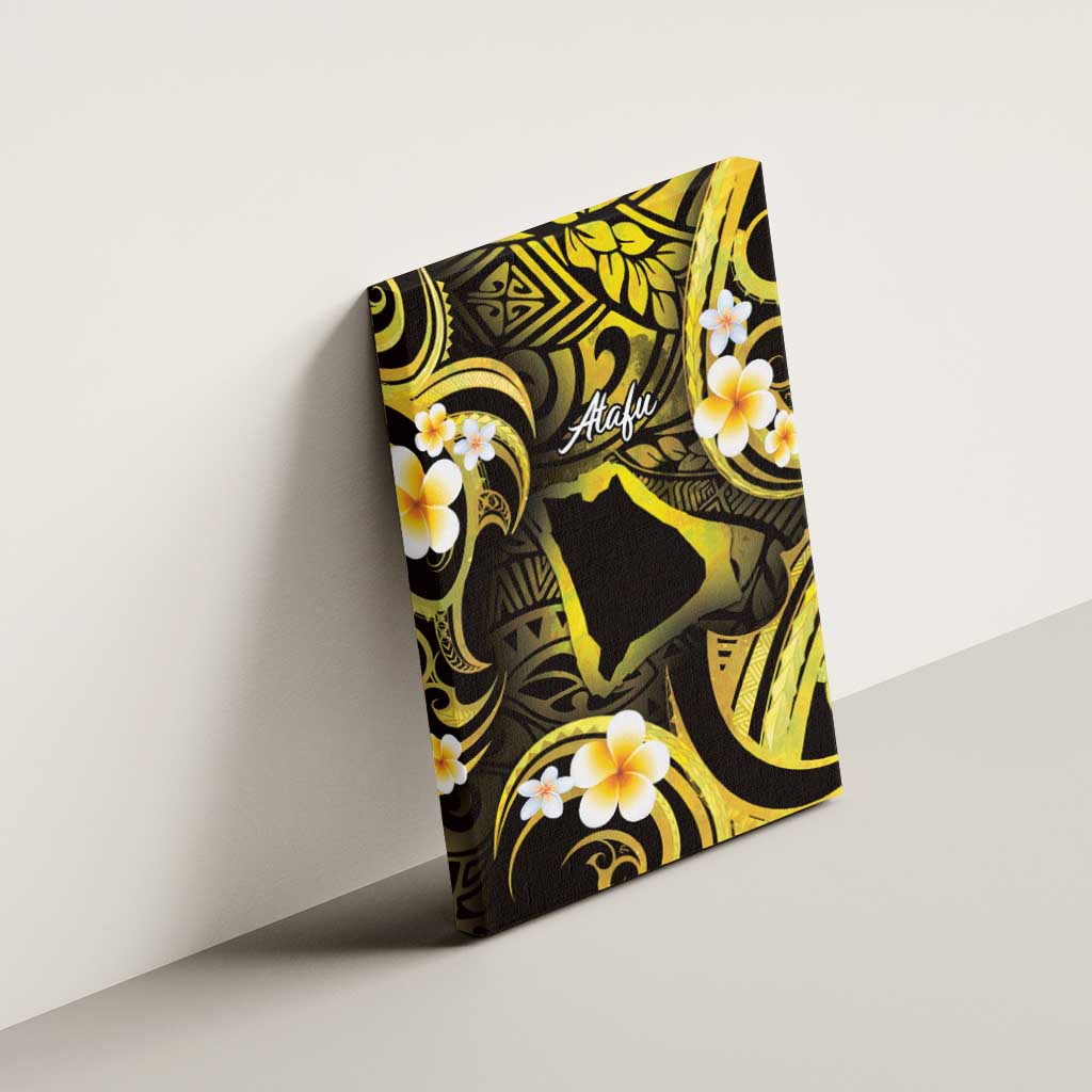 Tokelau Atafu Atoll Canvas Wall Art Polynesian Tattoo Plumeria With Map LT14 - Polynesian Pride