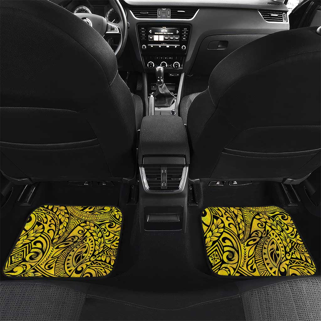 Tokelau Atafu Atoll Car Mats Polynesian Tattoo Plumeria With Map LT14 Set 2pcs - Back Gold - Polynesian Pride