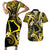 Tokelau Atafu Atoll Couples Matching Short Sleeve Bodycon Dress and Hawaiian Shirt Polynesian Tattoo Plumeria With Map