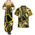 Tokelau Atafu Atoll Couples Matching Summer Maxi Dress and Hawaiian Shirt Polynesian Tattoo Plumeria With Map