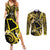 Tokelau Atafu Atoll Couples Matching Summer Maxi Dress and Long Sleeve Button Shirt Polynesian Tattoo Plumeria With Map