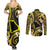 Tokelau Atafu Atoll Couples Matching Summer Maxi Dress and Long Sleeve Button Shirt Polynesian Tattoo Plumeria With Map