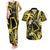 Tokelau Atafu Atoll Couples Matching Tank Maxi Dress and Hawaiian Shirt Polynesian Tattoo Plumeria With Map