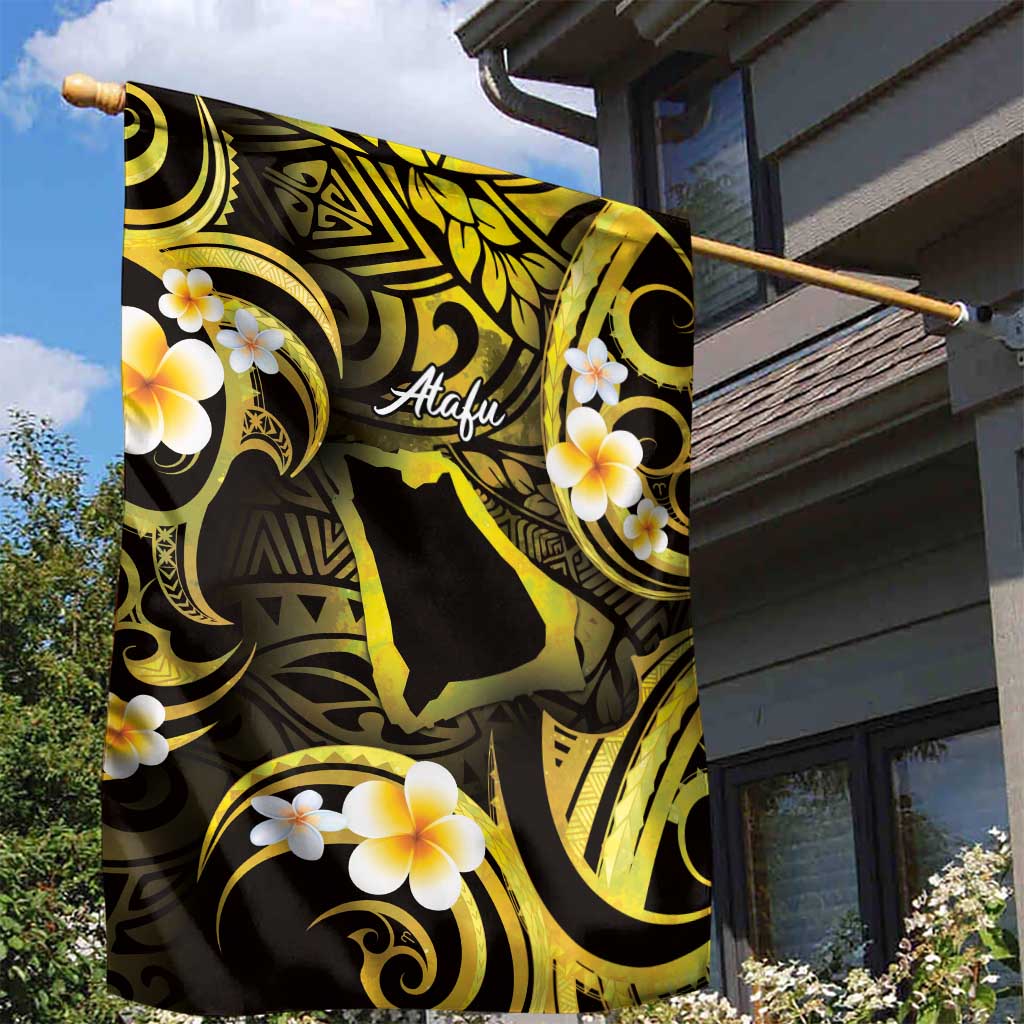 Tokelau Atafu Atoll Garden Flag Polynesian Tattoo Plumeria With Map LT14 - Polynesian Pride