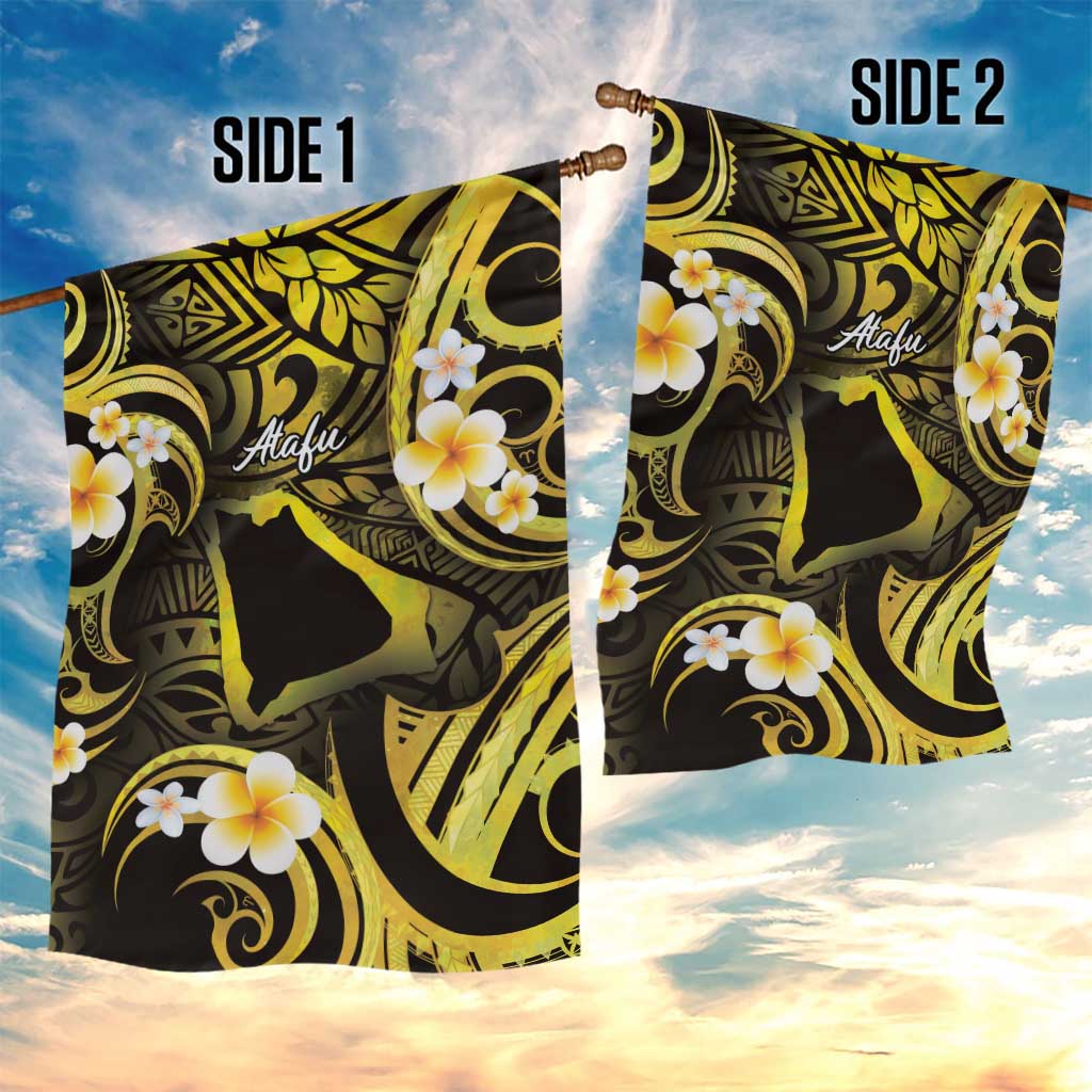 Tokelau Atafu Atoll Garden Flag Polynesian Tattoo Plumeria With Map LT14 - Polynesian Pride