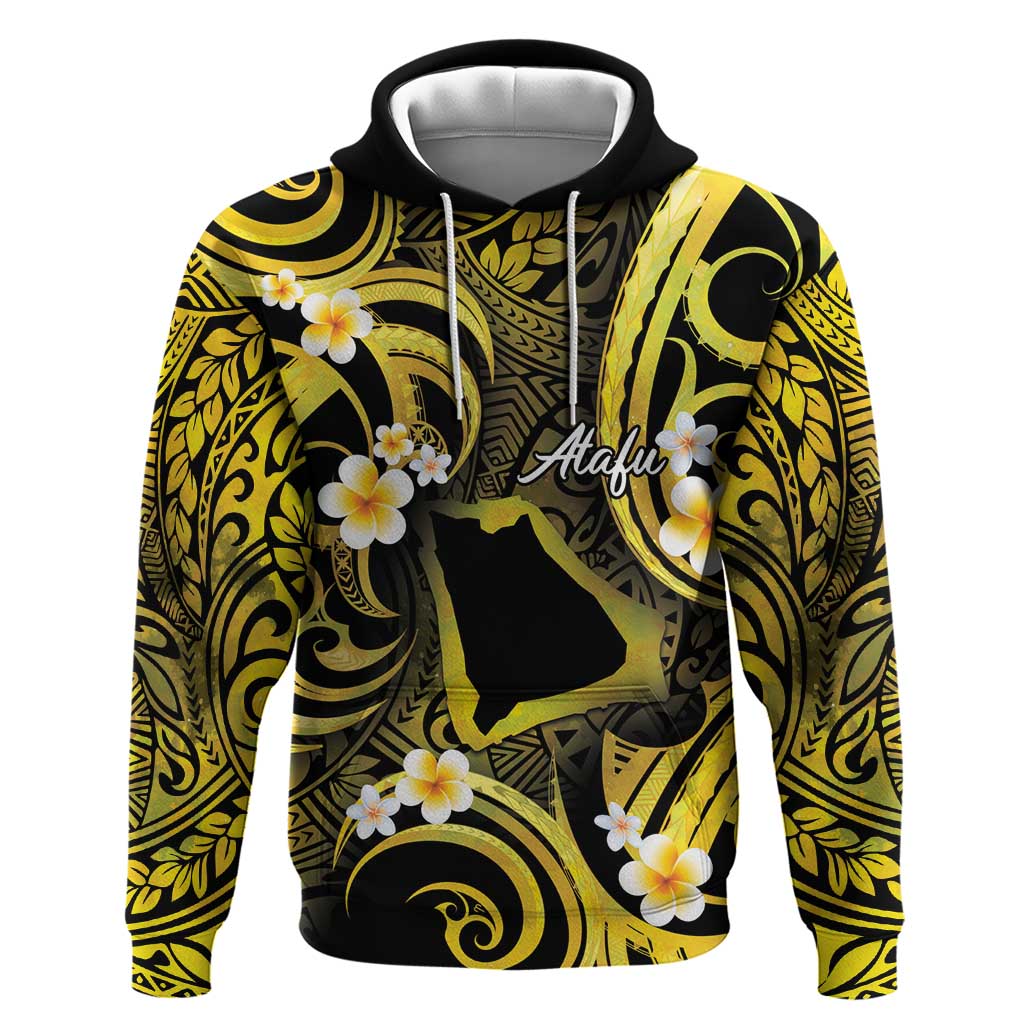 Tokelau Atafu Atoll Hoodie Polynesian Tattoo Plumeria With Map