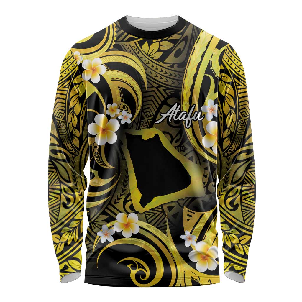 Tokelau Atafu Atoll Long Sleeve Shirt Polynesian Tattoo Plumeria With Map