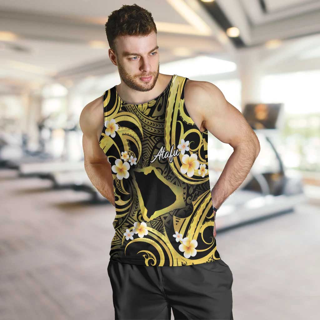 Tokelau Atafu Atoll Men Tank Top Polynesian Tattoo Plumeria With Map LT14 Gold - Polynesian Pride