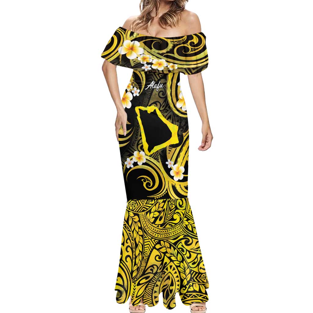 Tokelau Atafu Atoll Mermaid Dress Polynesian Tattoo Plumeria With Map LT14 - Polynesian Pride
