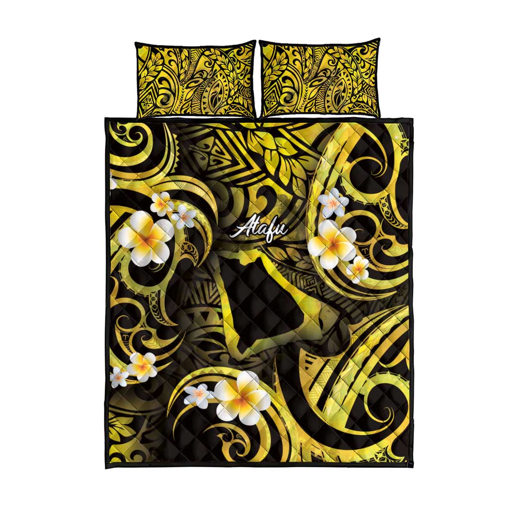 Tokelau Atafu Atoll Quilt Bed Set Polynesian Tattoo Plumeria With Map LT14 - Polynesian Pride