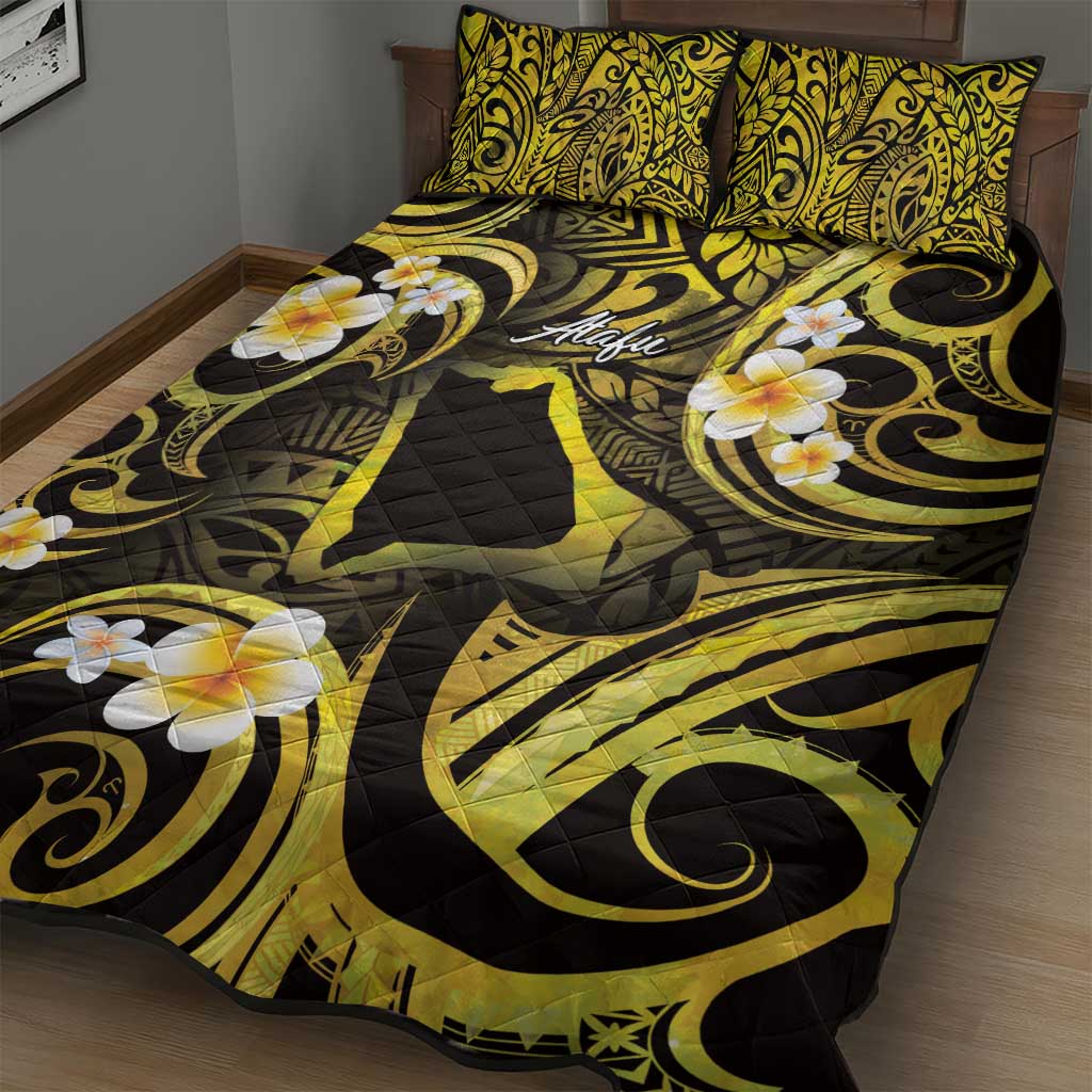 Tokelau Atafu Atoll Quilt Bed Set Polynesian Tattoo Plumeria With Map LT14 - Polynesian Pride