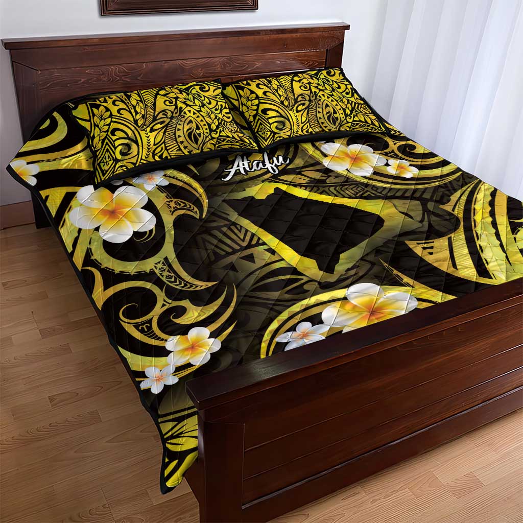 Tokelau Atafu Atoll Quilt Bed Set Polynesian Tattoo Plumeria With Map LT14 - Polynesian Pride