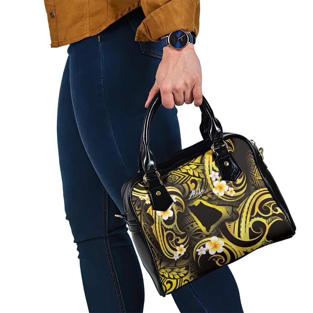 Tokelau Atafu Atoll Shoulder Handbag Polynesian Tattoo Plumeria With Map LT14 - Polynesian Pride