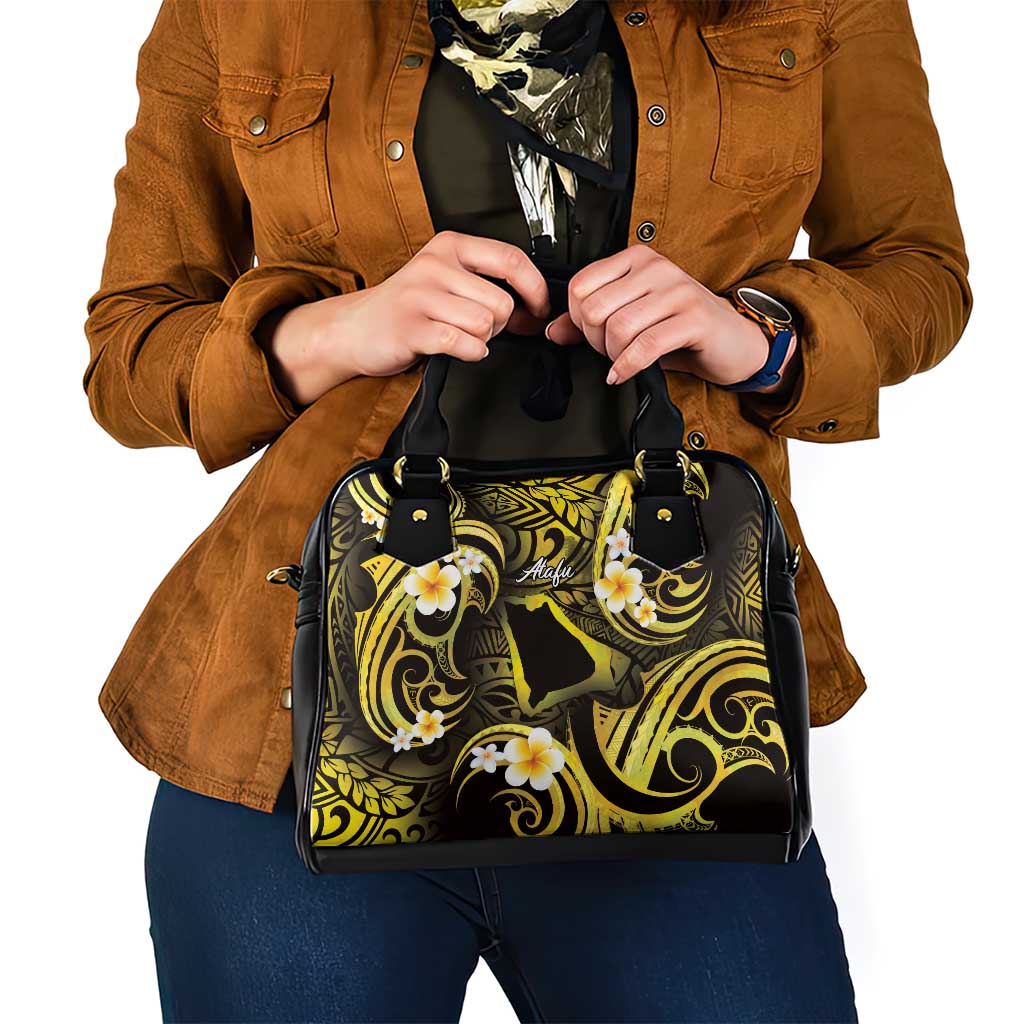 Tokelau Atafu Atoll Shoulder Handbag Polynesian Tattoo Plumeria With Map LT14 - Polynesian Pride
