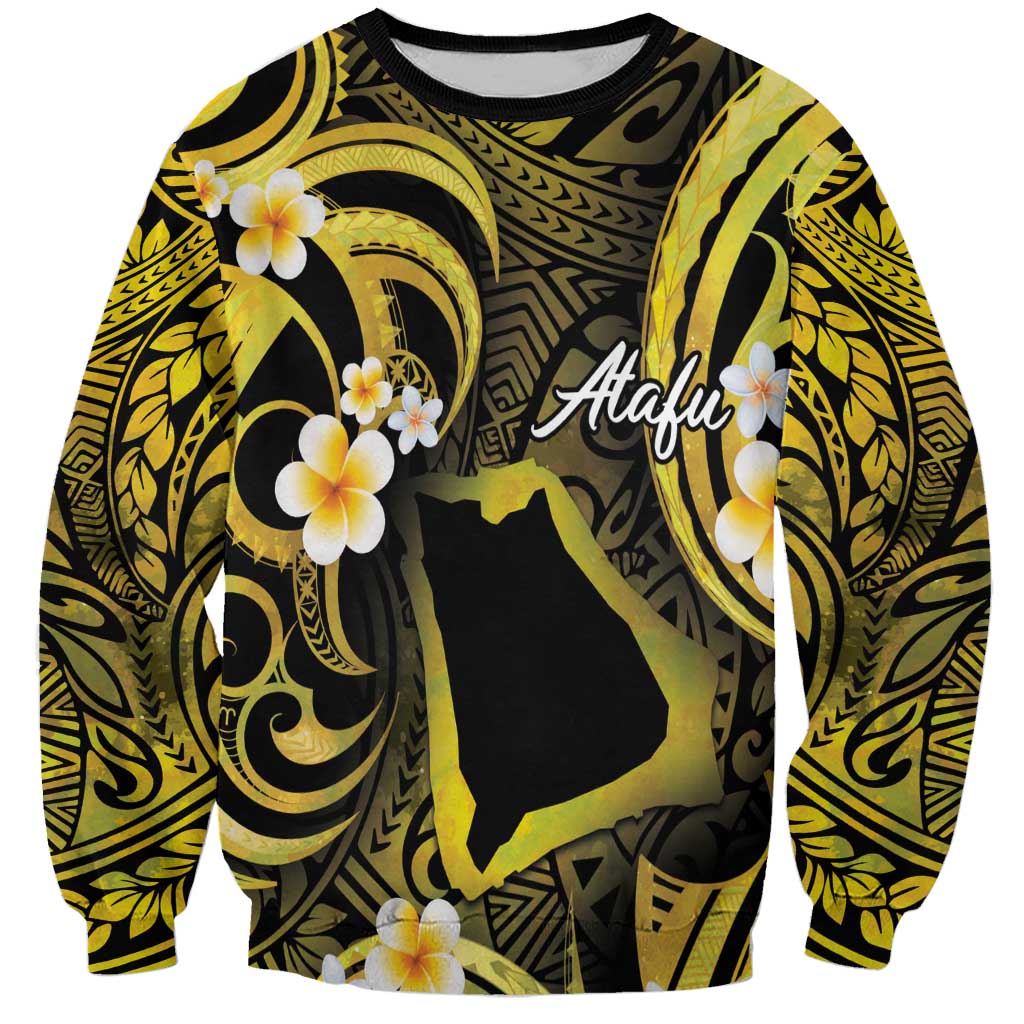 Tokelau Atafu Atoll Sweatshirt Polynesian Tattoo Plumeria With Map