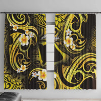Tokelau Atafu Atoll Window Curtain Polynesian Tattoo Plumeria With Map LT14 With Hooks Gold - Polynesian Pride
