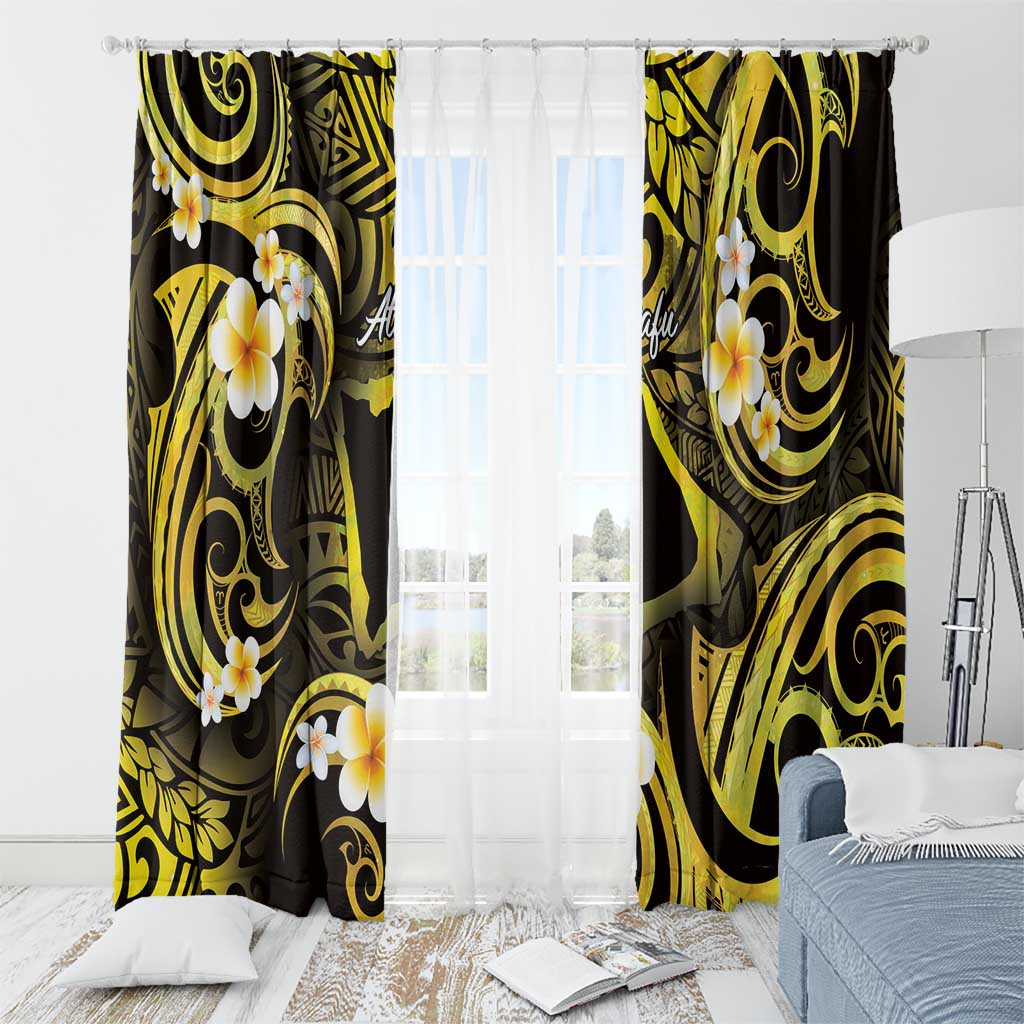 Tokelau Atafu Atoll Window Curtain Polynesian Tattoo Plumeria With Map LT14 - Polynesian Pride