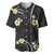 Black And Gray Baseball Jersey Curves Polynesian Tattoo Mix Plumeria Flowers