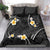 Black And Gray Bedding Set Curves Polynesian Tattoo Mix Plumeria Flowers