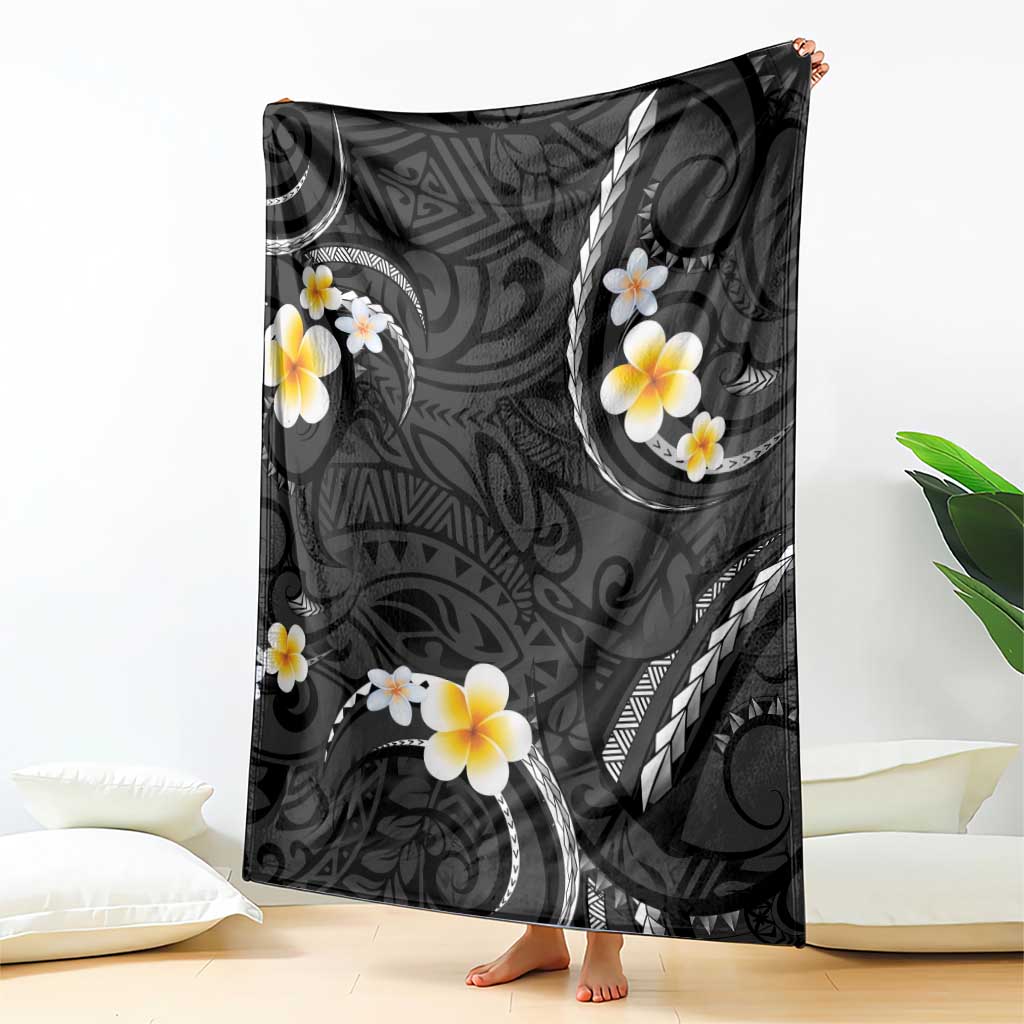 Black And Gray Blanket Curves Polynesian Tattoo Mix Plumeria Flowers LT14 - Polynesian Pride