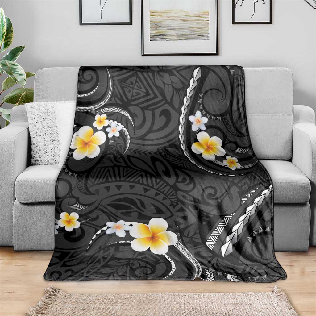 Black And Gray Blanket Curves Polynesian Tattoo Mix Plumeria Flowers LT14 - Polynesian Pride