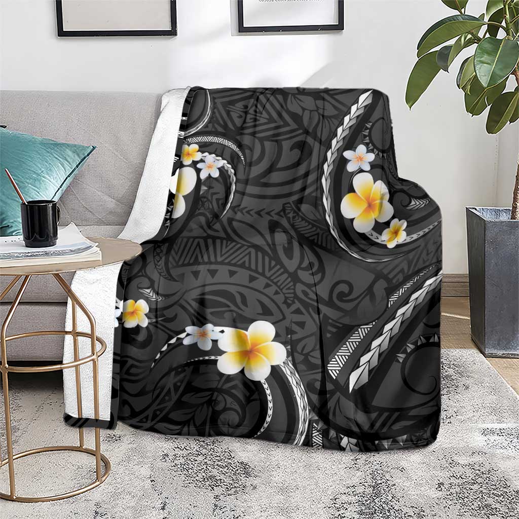 Black And Gray Blanket Curves Polynesian Tattoo Mix Plumeria Flowers LT14 - Polynesian Pride