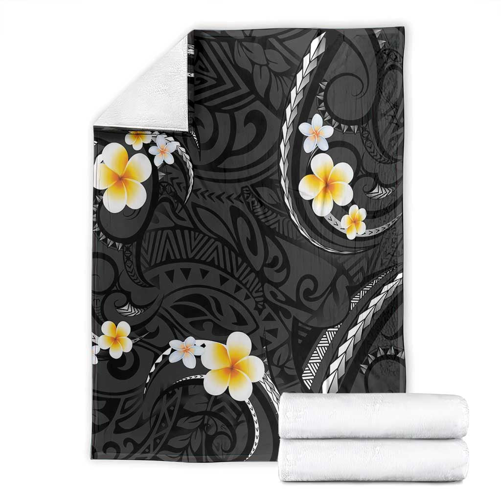 Black And Gray Blanket Curves Polynesian Tattoo Mix Plumeria Flowers LT14 - Polynesian Pride