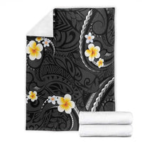 Black And Gray Blanket Curves Polynesian Tattoo Mix Plumeria Flowers LT14 - Polynesian Pride