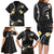 Black And Gray Family Matching Long Sleeve Bodycon Dress and Hawaiian Shirt Curves Polynesian Tattoo Mix Plumeria Flowers