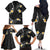 Black And Gray Family Matching Off The Shoulder Long Sleeve Dress and Hawaiian Shirt Curves Polynesian Tattoo Mix Plumeria Flowers