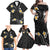 Black And Gray Family Matching Off Shoulder Maxi Dress and Hawaiian Shirt Curves Polynesian Tattoo Mix Plumeria Flowers