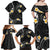 Black And Gray Family Matching Off Shoulder Maxi Dress and Hawaiian Shirt Curves Polynesian Tattoo Mix Plumeria Flowers