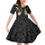 Black And Gray Family Matching Off Shoulder Short Dress and Hawaiian Shirt Curves Polynesian Tattoo Mix Plumeria Flowers