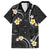 Black And Gray Family Matching Off Shoulder Short Dress and Hawaiian Shirt Curves Polynesian Tattoo Mix Plumeria Flowers