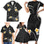 Black And Gray Family Matching Short Sleeve Bodycon Dress and Hawaiian Shirt Curves Polynesian Tattoo Mix Plumeria Flowers