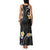 Black And Gray Family Matching Tank Maxi Dress and Hawaiian Shirt Curves Polynesian Tattoo Mix Plumeria Flowers