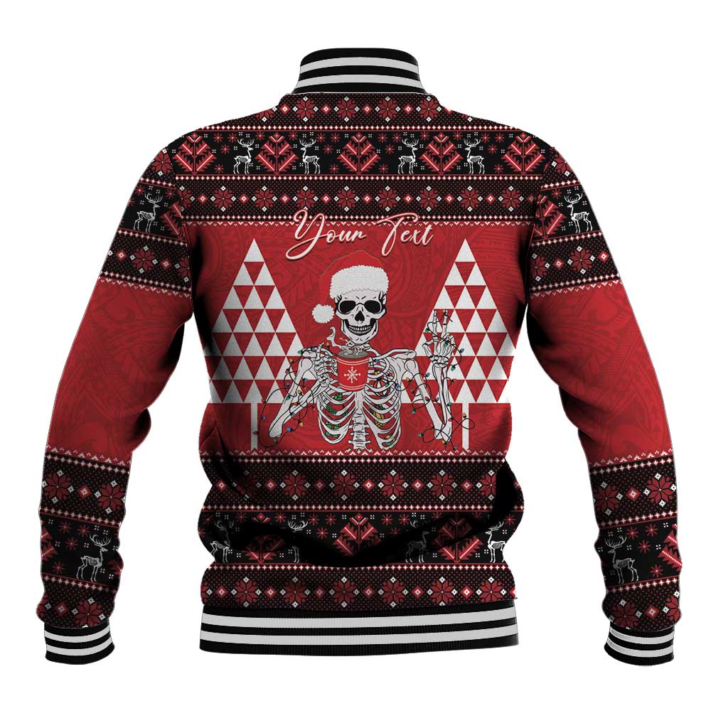 Personalized Hawaii Skull Christmas Baseball Jacket Mele Kalikimaka Hawaiian Kakau LT14 - Polynesian Pride