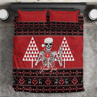 Personalized Hawaii Skull Christmas Bedding Set Mele Kalikimaka Hawaiian Kakau LT14 Red - Polynesian Pride