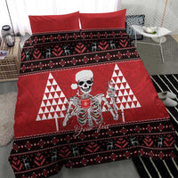 Personalized Hawaii Skull Christmas Bedding Set Mele Kalikimaka Hawaiian Kakau LT14 - Polynesian Pride