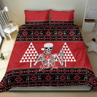 Personalized Hawaii Skull Christmas Bedding Set Mele Kalikimaka Hawaiian Kakau LT14 - Polynesian Pride