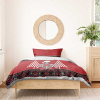 Personalized Hawaii Skull Christmas Bedding Set Mele Kalikimaka Hawaiian Kakau LT14 - Polynesian Pride