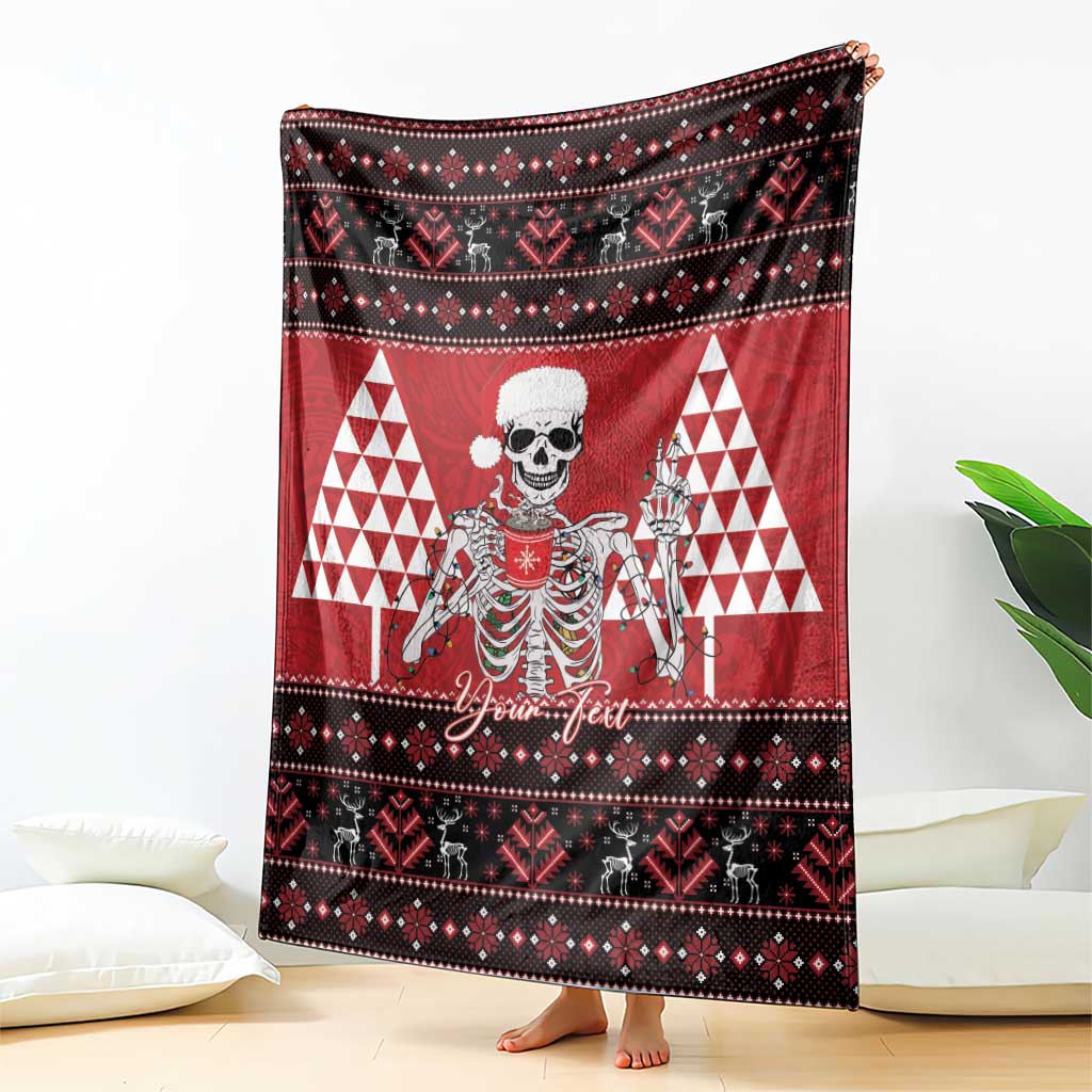Personalized Hawaii Skull Christmas Blanket Mele Kalikimaka Hawaiian Kakau LT14 - Polynesian Pride