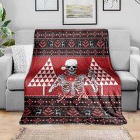 Personalized Hawaii Skull Christmas Blanket Mele Kalikimaka Hawaiian Kakau LT14 - Polynesian Pride