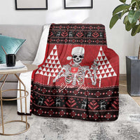Personalized Hawaii Skull Christmas Blanket Mele Kalikimaka Hawaiian Kakau LT14 - Polynesian Pride
