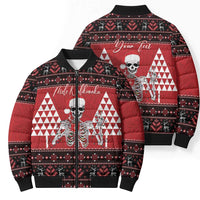 Personalized Hawaii Skull Christmas Bomber Puffer Jacket Mele Kalikimaka Hawaiian Kakau LT14 - Polynesian Pride