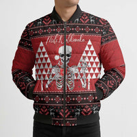 Personalized Hawaii Skull Christmas Bomber Puffer Jacket Mele Kalikimaka Hawaiian Kakau LT14 - Polynesian Pride